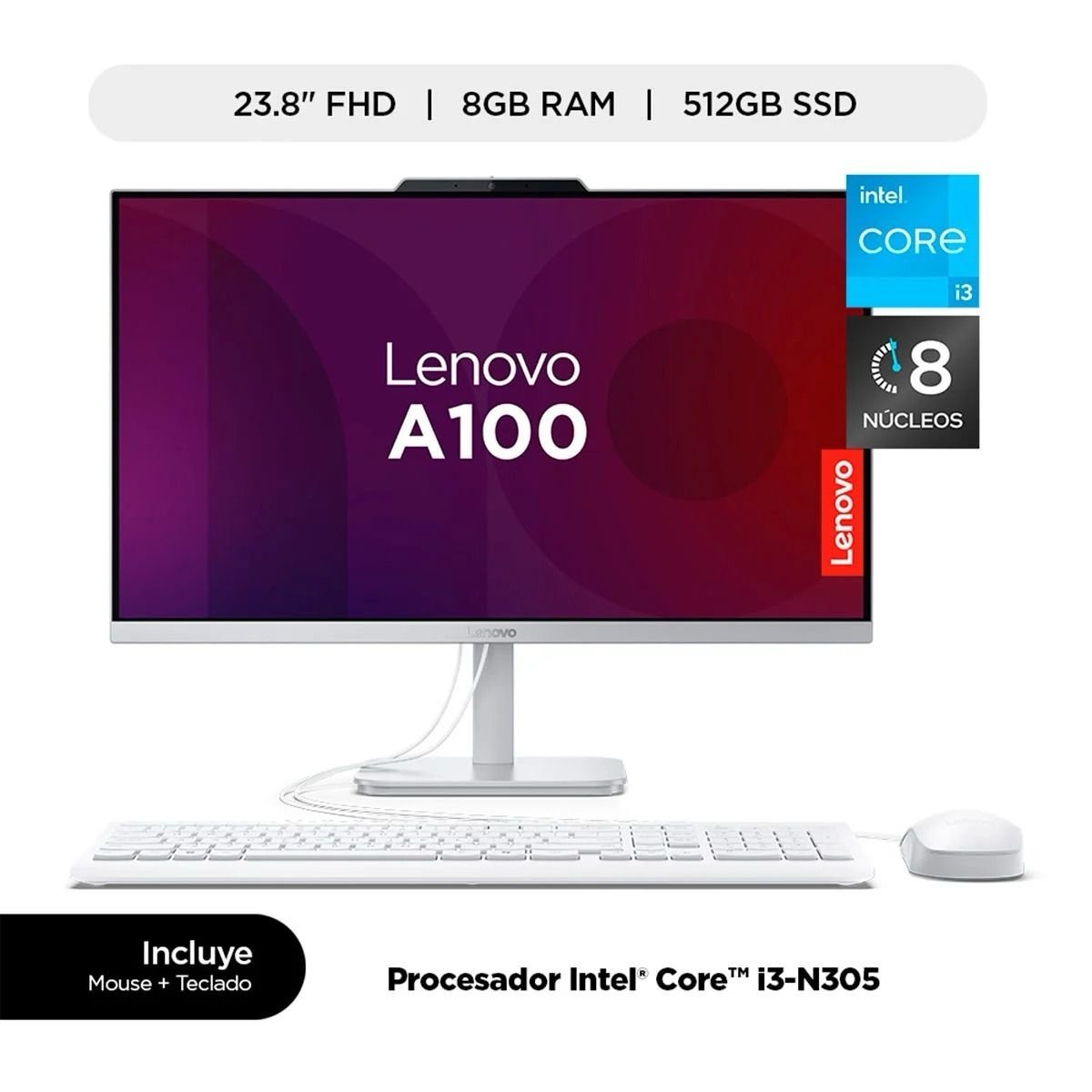 Lenovo A100 All-in-One – Intel i3, 8GB, 512GB SSD